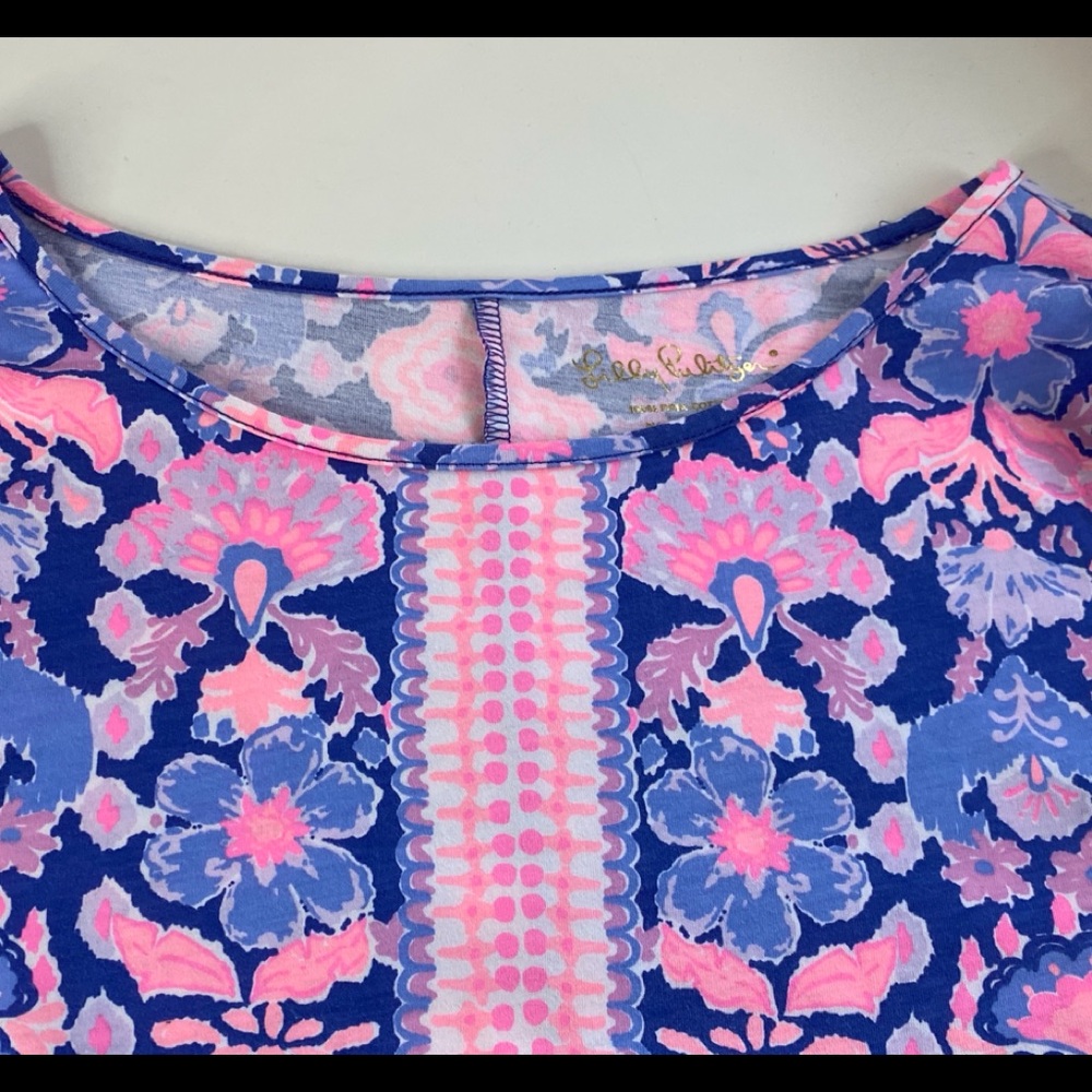 LILLY PULITZER unique blue “Werk it” dress, blue/pink/white size M, EUC - Picture 9 of 10